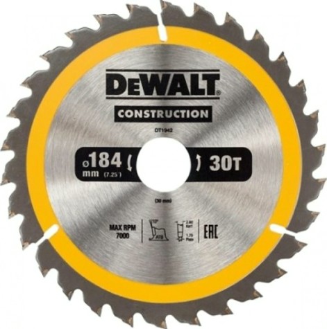 Пильный диск универсальный DeWALT 184х30тх30 мм Construction DT1942-QZ [DT1942-QZ]