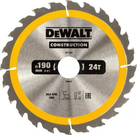 Пильный диск универсальный DeWALT 190х24тх30 мм Construction DT1944-QZ [DT1944-QZ]