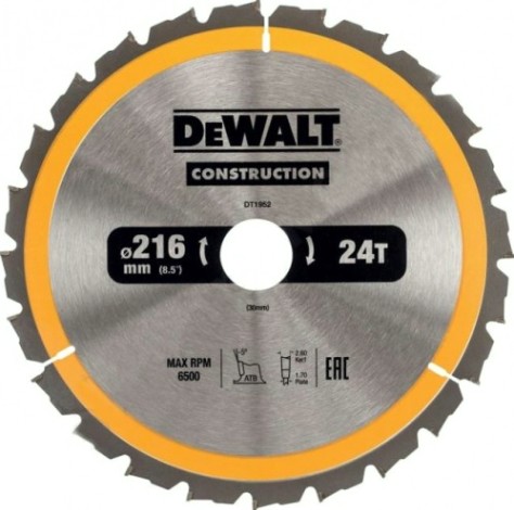 Пильный диск универсальный DeWALT 216х24тх30 мм Construction DT1952-QZ [DT1952-QZ]