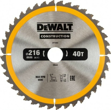 Пильный диск универсальный DeWALT 216х40тх30 мм Construction DT1953-QZ [DT1953-QZ]