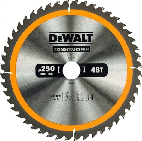 Пильный диск универсальный DeWALT 250х48тх30 мм Construction DT1957-QZ [DT1957-QZ]