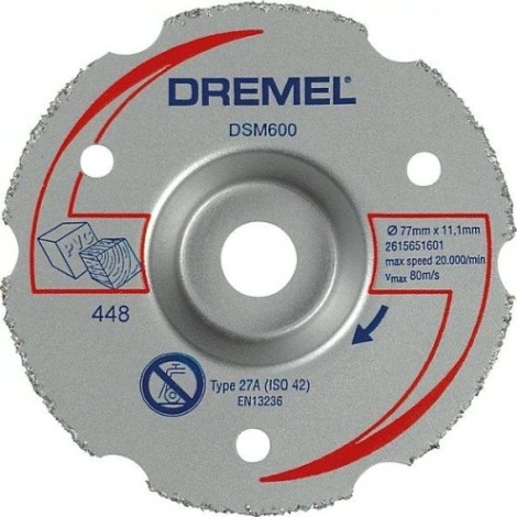 Пильный диск универсальный DREMEL DSM600 77 мм, твердосплавный, с вогнутым центром [2615S600JA]