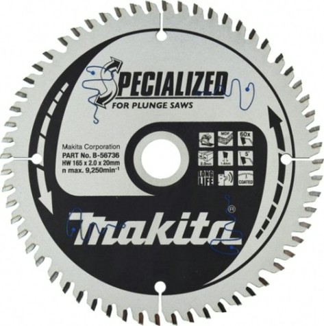 Пильный диск универсальный MAKITA 165х20х1,4х60T для мдф/ламината (для dsp600) [B-56736]