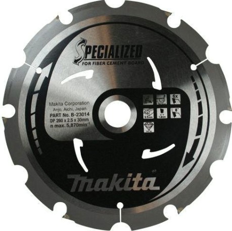 Пильный диск универсальный MAKITA 260x30x1.8x6T для цементноволокнистых плит [B-31625]