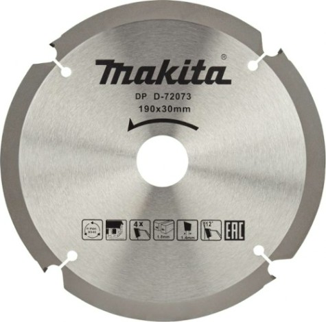 Пильный диск универсальный MAKITA D-72073 для цементноволокнистых плит, 190x30x1.4x4t