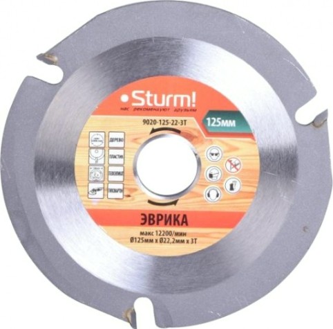 Пильный диск универсальный Sturm 9020-125-22-3T для ушм, 125x22x3 зуба (дерево, пластик, гипсокарт