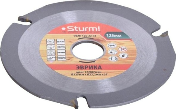 Пильный диск универсальный Sturm 9020-125-22-3T для ушм, 125x22x3 зуба (дерево, пластик, гипсокарт