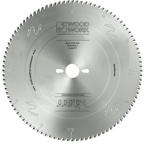 Пильный диск универсальный WOODWORK 300x3,2/2,2x30 Z=96 A=-3 для ЛДСП и МДФ [39.300.96]