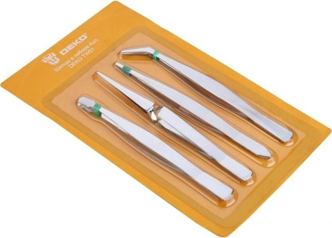 Пинцет DEKO TW01 щипцы в наборе 4шт. [065-0755]