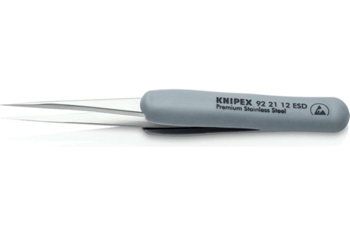 Пинцет KNIPEX KN-922112ESD гладкие прямые острые губки, антимагнитный