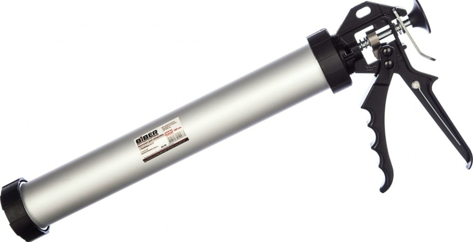 Пистолет для герметика Biber 60109 закрытый, алюм. корпус 380мм/600мл [тов-146896]
