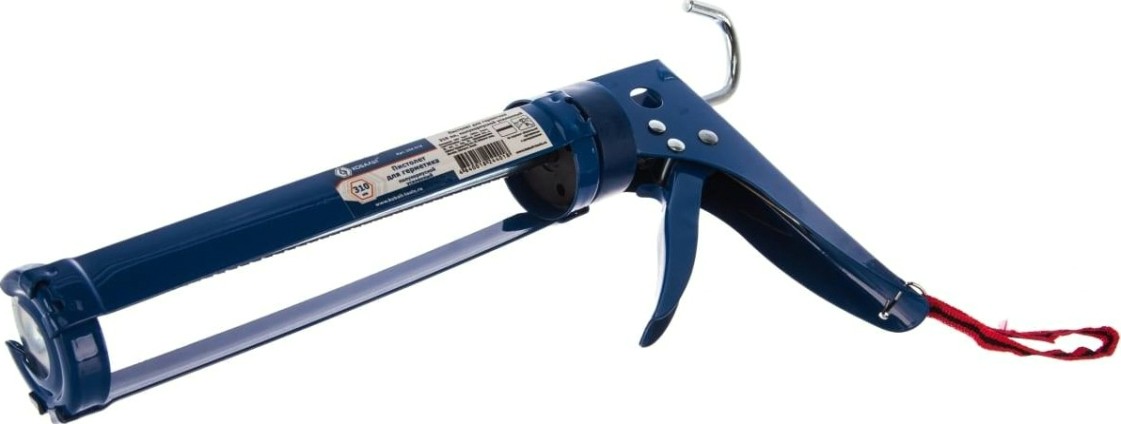 Пистолет для герметика Кобальт 244-018 310 мл, полукорпусной усиленный,резак, ремешок для