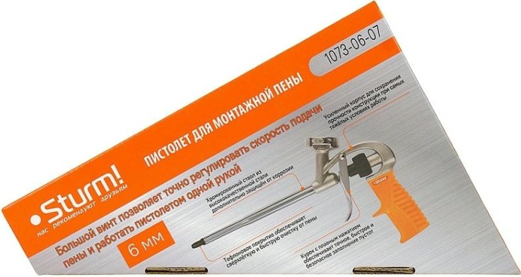 Пистолет для монтажной пены Sturm 1073-06-07 тефлон.покрытие иглы,регулировка рукой, profession Пистолет для монтажной пены Sturm 1073-06-07 тефлон.покрытие иглы,регулировка рукой, profession