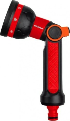 Пистолет для полива GRINDA N-8 8 режимов, двухкомпонентный с регулятором напора [8-427188]