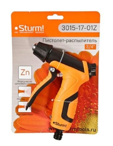 Пистолет для полива Sturm 3015-17-01Z 9 режимов, форсун цинк, корп с резин покрыт