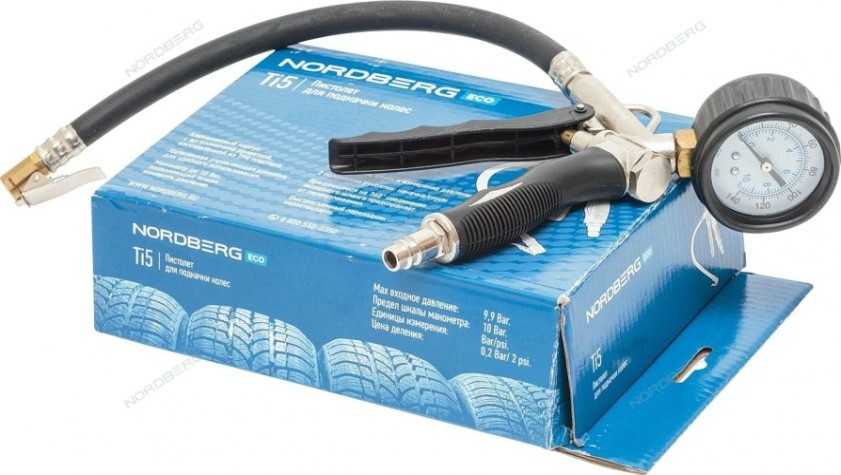 Пистолет NORDBERG Ti5 для подкачки колес с манометром 60 мм [ЦБ-00000038]