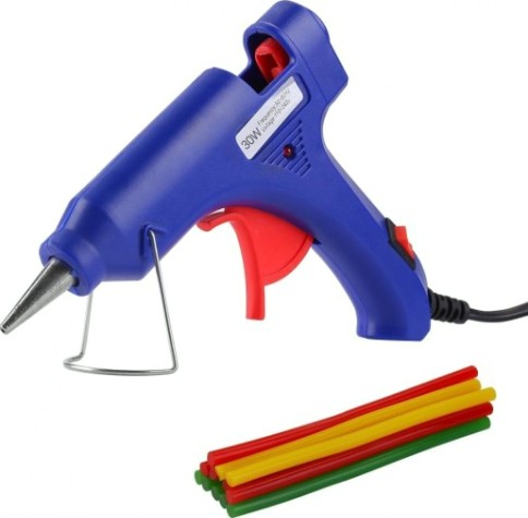 Пистолет термоклеевой сетевой DEKO DKGG30 SET5 с набором цветных клеевых стержней (12 шт, 7 мм) [063-4981]