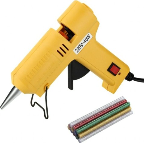 Пистолет термоклеевой сетевой DEKO DKGG40 SET 5 с набором цветных клеевых стержней (12 шт, 7 мм) [063-4970]