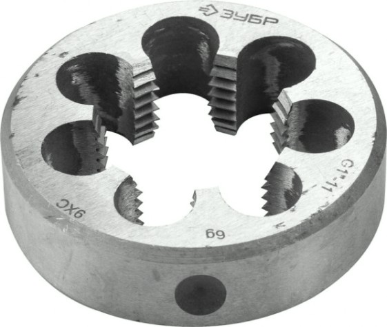 Плашка ЗУБР круглая ручная g 1" трубная, сталь 9хс [4-28032-1]