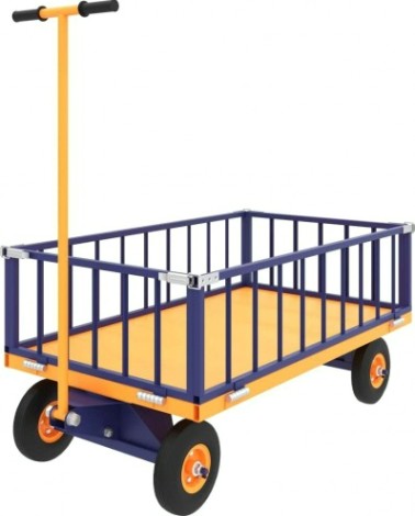 Платформенная усиленная тележка с поворотной осью Rusklad ТПОБ 2 Т 600x900x300 мм, с пневматическими колесами [ТПОБ 2 Т пневмо]