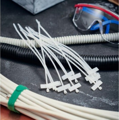 Пломба REXANT 07-0206 хомут под маркер nylon 200x2,5мм белый (50 штук