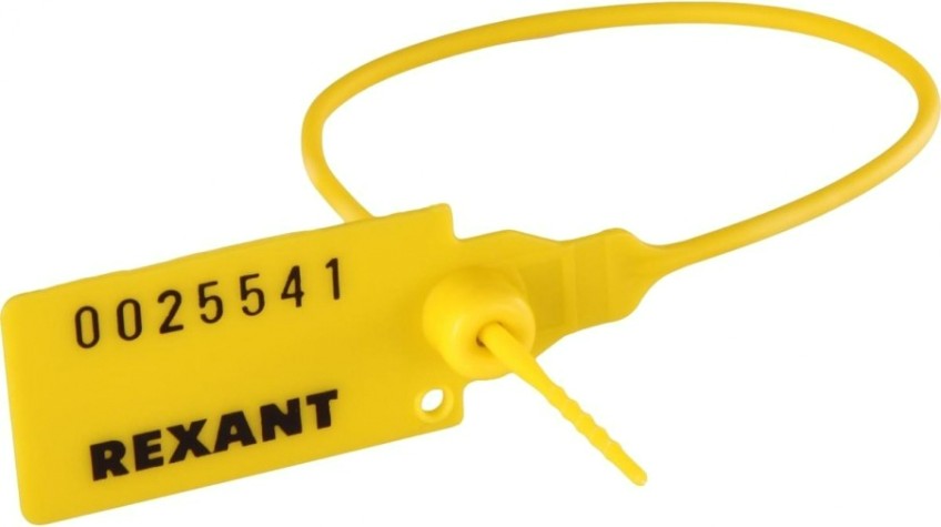 Пломба REXANT 07-6112 пластиковая, номерная, 220мм, желтая (50 штук)