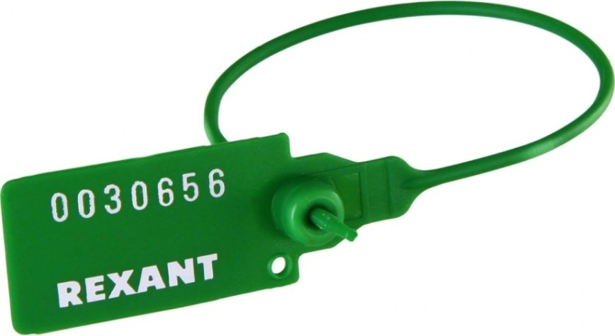 Пломба REXANT 07-6113 пластиковая, номерная, 220мм, зеленая (50 штук)