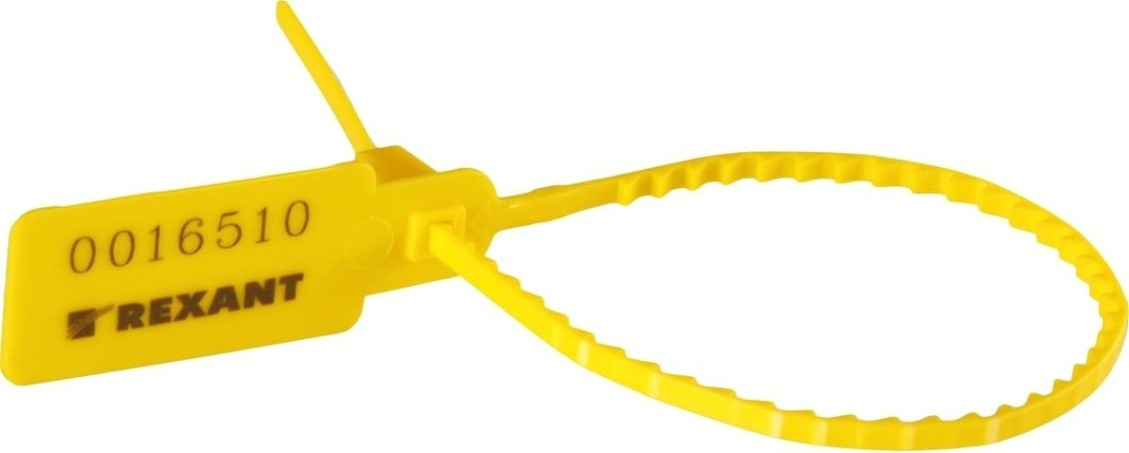 Пломба REXANT 07-6122 (50 штук) пластиковая, номерная, 255мм, зубчатая, желтая [07-6122]