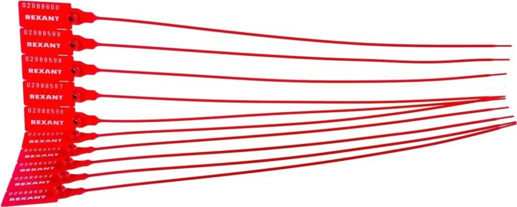 Пломба REXANT 07-6131 пластиковая, номерная, 320мм, красная (50 штук)