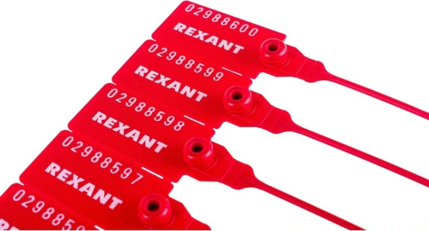Пломба REXANT 07-6131 пластиковая, номерная, 320мм, красная (50 штук)