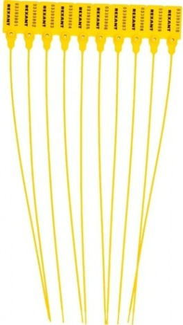 Пломба REXANT 07-6132 пластиковая, номерная, 320мм, желтая (50 штук)