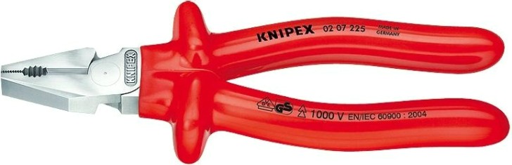 Плоскогубцы диэлектрические KNIPEX 0207225 1000 V, 225 мм, комбинированные, силовые [KN-0207225]