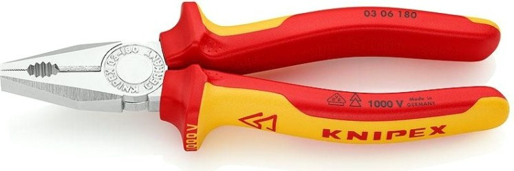 Плоскогубцы диэлектрические KNIPEX 0306180SB 180 мм комбинированные [KN-0306180SB]