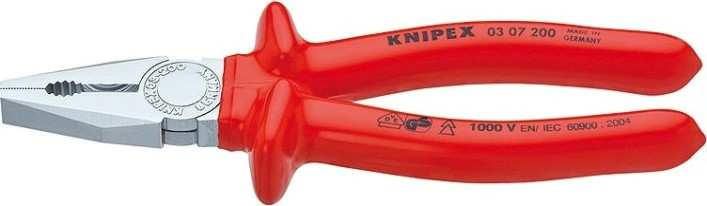 Плоскогубцы диэлектрические KNIPEX 0307200 1000 V, 200 мм, комбинированные [KN-0307200]