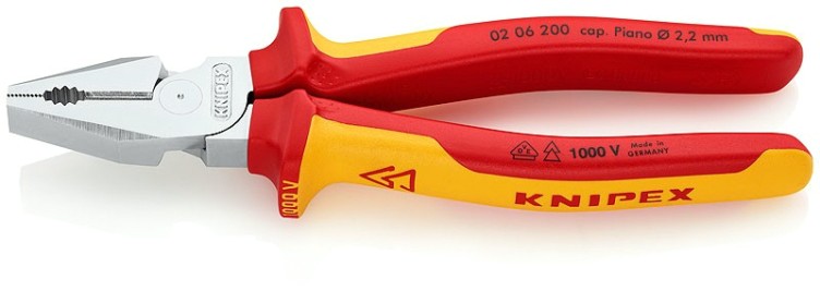 Плоскогубцы диэлектрические KNIPEX KN-0206200SB комбинированные особой мощности VDE, 200 мм