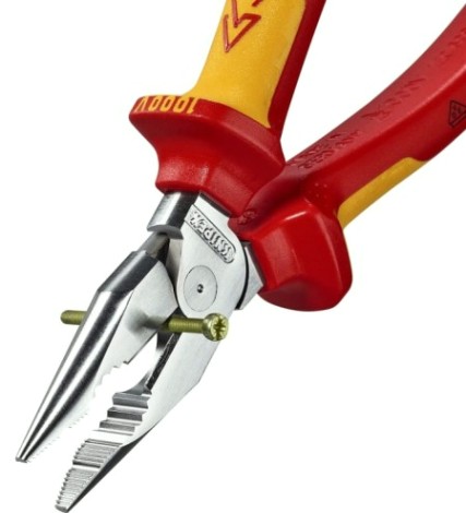 Плоскогубцы диэлектрические KNIPEX KN-0826185SB остроконечные с удлиненными губками, 185 мм