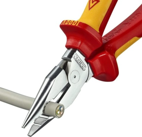 Плоскогубцы диэлектрические KNIPEX KN-0826185SB остроконечные с удлиненными губками, 185 мм