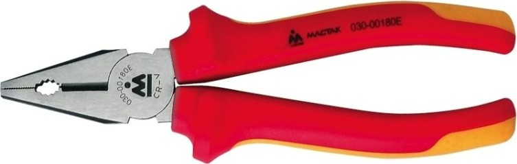 Плоскогубцы диэлектрические МАСТАК 030-00180EH 180 мм, комбинированные Плоскогубцы диэлектрические МАСТАК 030-00180EH 180 мм, комбинированные