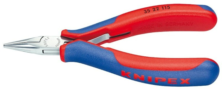 Плоскогубцы KNIPEX KN-3522115SB захватные для электроники, плоскокруглые губки, 11