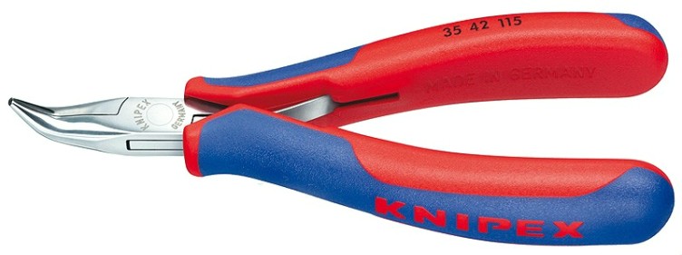 Плоскогубцы KNIPEX KN-3542115SB захватные для электроники, плоскокруглые губки 45°