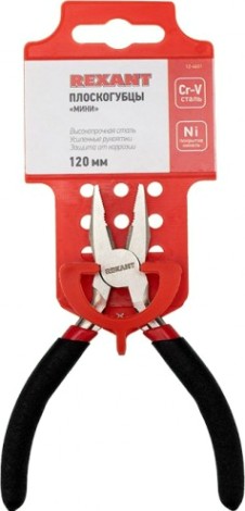 Плоскогубцы REXANT Мини 120 мм авторазжим, обливные рукоятки [12-4601]