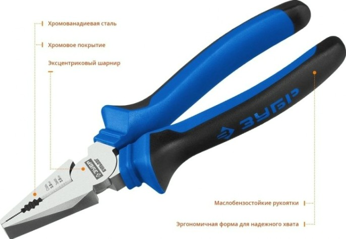 Плоскогубцы ЗУБР ПРОФЕССИОНАЛ БУЛЬДОГ 180 мм комбинированные эксцентр.располож.шарнира [2201-1-18_z02]