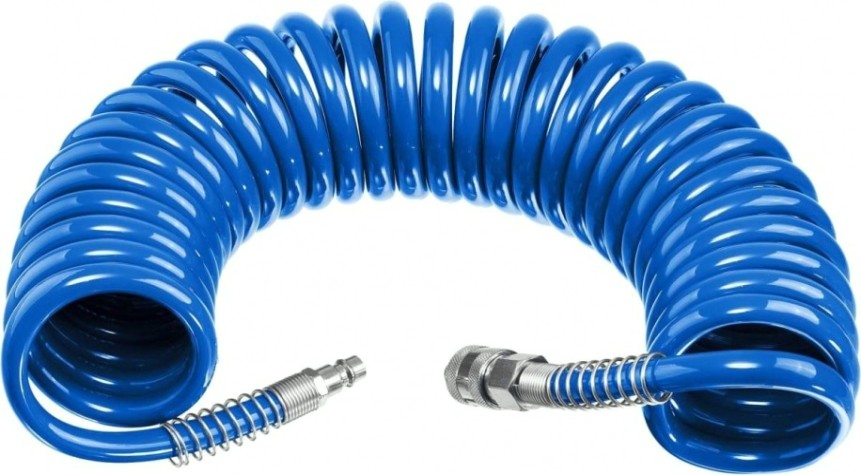 Пневмошланг спиральный ЗУБР 10м с фитингами рапид, 6х8 мм [6473-10]