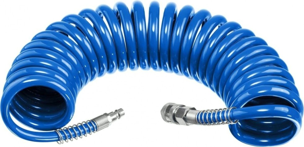 Пневмошланг спиральный ЗУБР 6472-05 фитингами рапид 5 м, 8х12 мм, 15 бар, професиионал