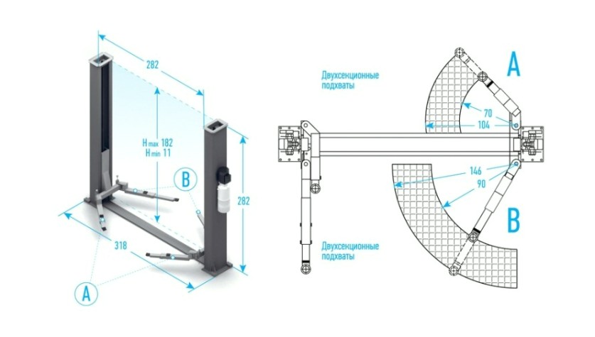 Подъемник автомобильный NORDBERG APO-40C двухстоечный, с нижн.синхрон. 4 т (380В) [APO-40C_380]