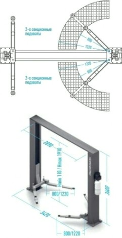 Подъемник автомобильный NORDBERG N4120H-4B 380v 2х стоечный 4т синий [ЦБ-00008009]