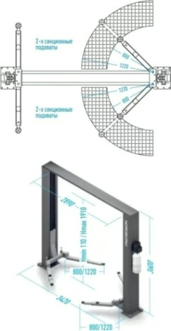 Подъемник автомобильный NORDBERG N4120H-4G 380v 2х стоечный 4т (серый) [ЦБ-00017064]