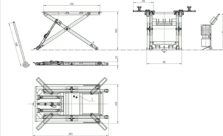 Подъемник автомобильный ножничный WiederKraft WDK-503 2,7 тонны 220В