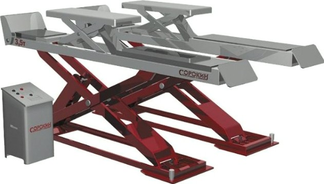 Подъемник ножничный СОРОКИН 17.35 для сход-развала, грузоподъемность 3,5 т, 380В