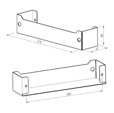 Полка для хранения EMBODIMENT EMB-TB-SH-275x67-B металлическая, настенная, черная